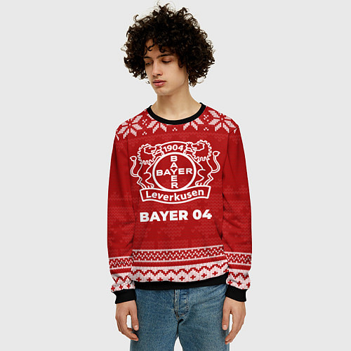 Мужской свитшот Новогодний Bayer 04 / 3D-Черный – фото 3