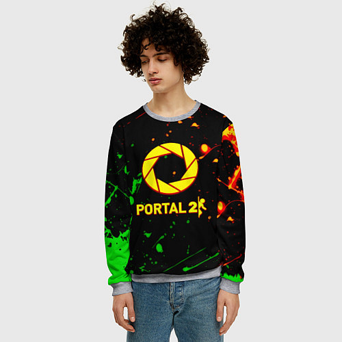 Мужской свитшот Portal кислотные краски / 3D-Меланж – фото 3