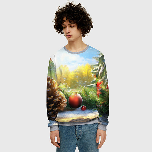 Мужской свитшот Солнечный новый год / 3D-Меланж – фото 3