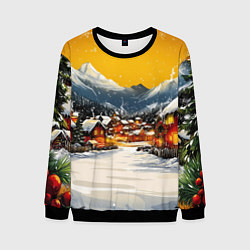 Мужской свитшот Ламповый новый год - домики