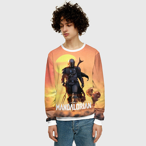 Мужской свитшот Идущий мандалорец / 3D-Белый – фото 3
