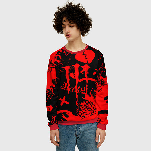 Мужской свитшот Lil peep monster energy / 3D-Красный – фото 3