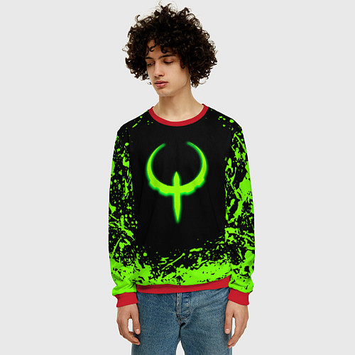 Мужской свитшот Quake кислотные краски / 3D-Красный – фото 3