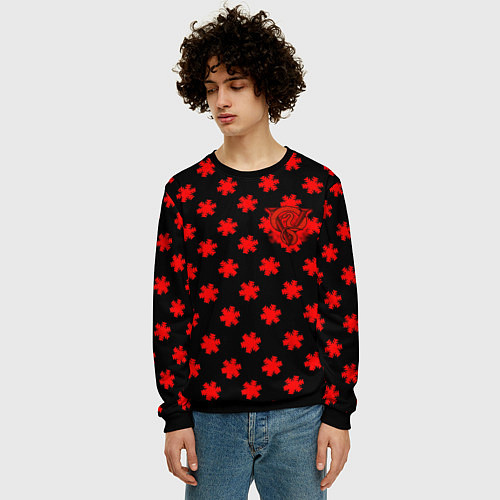 Мужской свитшот Bullet for my valentine pattern / 3D-Черный – фото 3