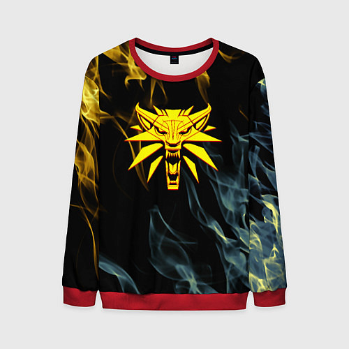 Мужской свитшот Ведьмак огненный стиль / 3D-Красный – фото 1