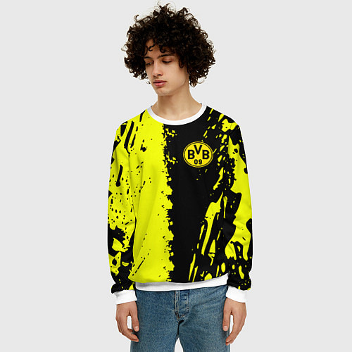Мужской свитшот Borussia краски текстура / 3D-Белый – фото 3