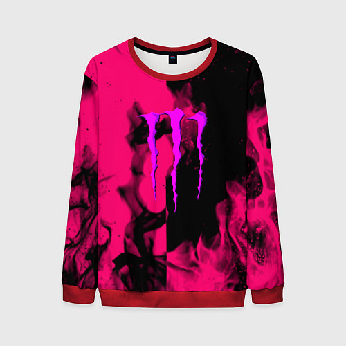 Мужской свитшот Monster energy fire pink / 3D-Красный – фото 1