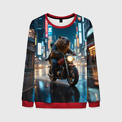 Свитшот мужской Капибара байкер, цвет: 3D-красный