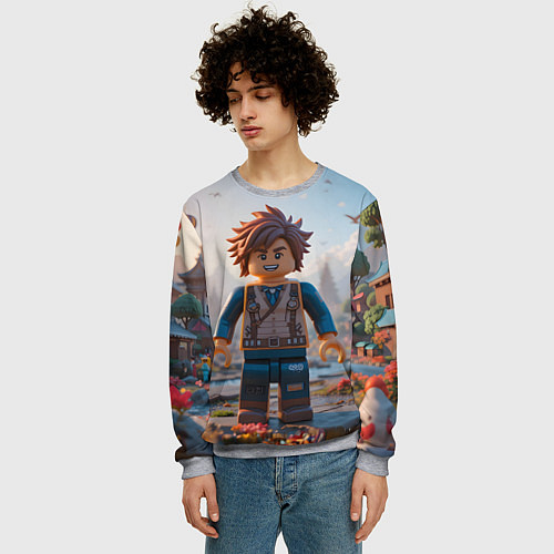 Мужской свитшот Роблокс в игровой стране / 3D-Меланж – фото 3