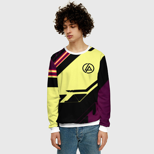 Мужской свитшот Linkin park geometry steel / 3D-Белый – фото 3