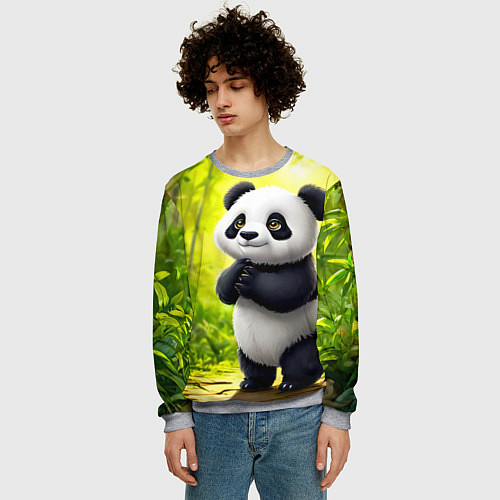 Мужской свитшот Пандочка / 3D-Меланж – фото 3