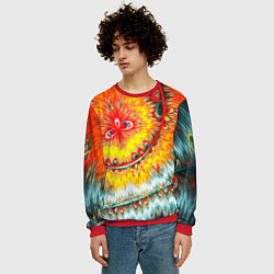 Свитшот мужской Оптические краски текстура, цвет: 3D-красный — фото 2