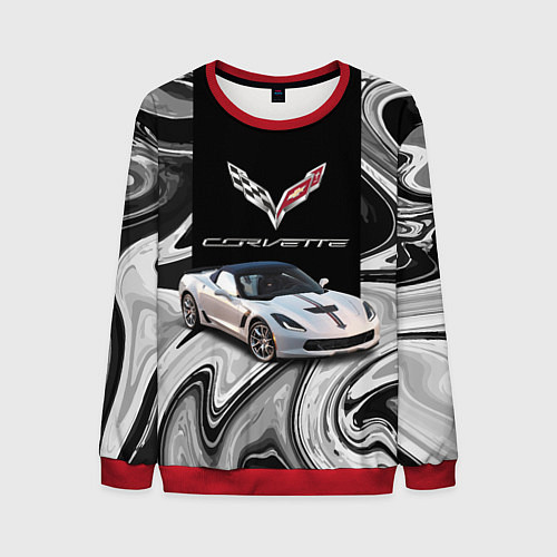 Мужской свитшот Chevrolet Corvette - motorsport racing team / 3D-Красный – фото 1