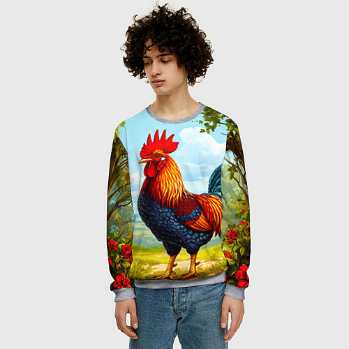 Мужской свитшот Петушок / 3D-Меланж – фото 3