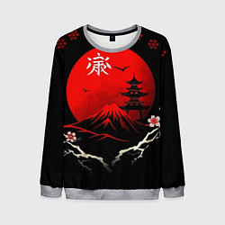 Свитшот мужской Japan red black nature, цвет: 3D-меланж