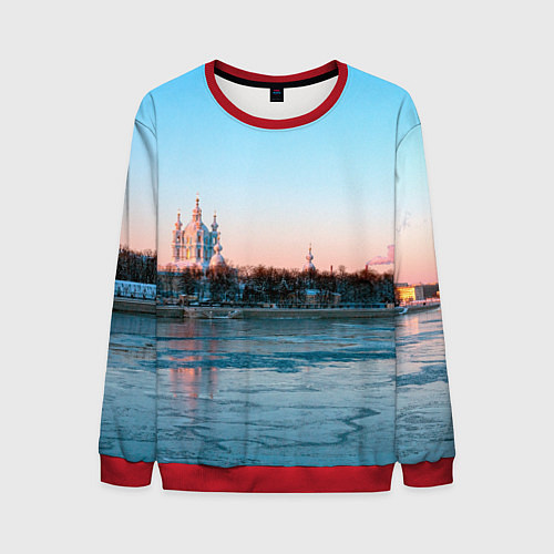 Мужской свитшот Смольный собор в Санкт-Петербурге / 3D-Красный – фото 1