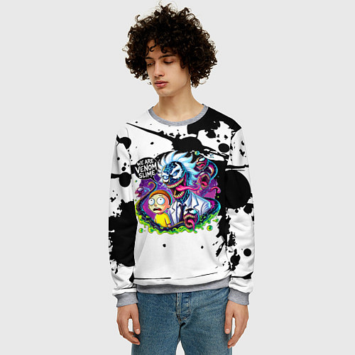 Мужской свитшот Venom-Rick and Morty - blots / 3D-Меланж – фото 3