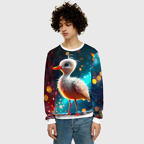 Мужской свитшот Аистенок / 3D-Белый – фото 3