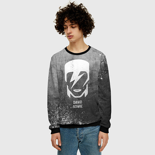 Мужской свитшот David Bowie - grey gradient / 3D-Черный – фото 3