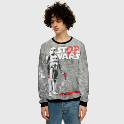Свитшот мужской Banksy - stop wars, цвет: 3D-черный — фото 2