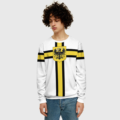 Мужской свитшот Сюрко тевтонского рыцаря / 3D-Белый – фото 3