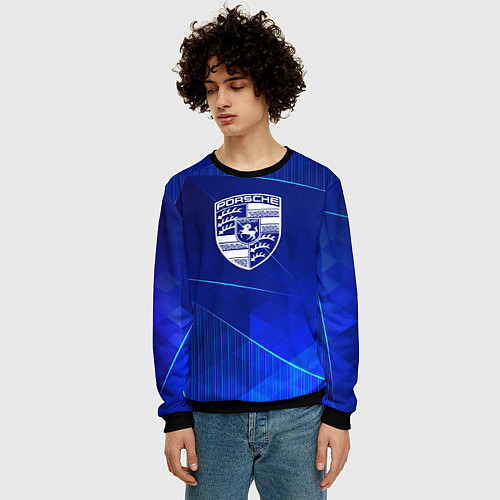 Мужской свитшот Porsche blue poly / 3D-Черный – фото 3