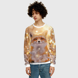 Свитшот мужской Лисица и блестящий снег, цвет: 3D-белый — фото 2