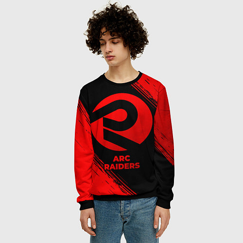 Мужской свитшот ARC Raiders - red gradient / 3D-Черный – фото 3