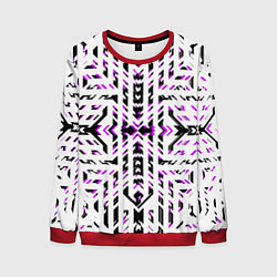 Мужской свитшот Чёрно-фиолетовые диагональные полосы на белом фоне