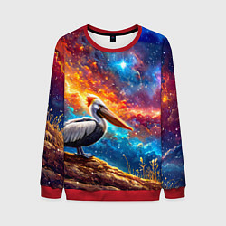Свитшот мужской Пеликан в космосе, цвет: 3D-красный