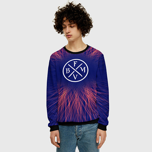 Мужской свитшот Bullet For My Valentine red energy / 3D-Черный – фото 3