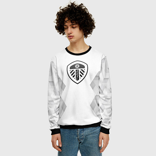 Мужской свитшот Leeds United white poly / 3D-Черный – фото 3