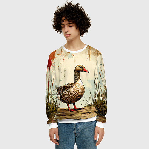 Мужской свитшот Гусь / 3D-Белый – фото 3