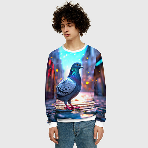 Мужской свитшот Городской голубь / 3D-Белый – фото 3