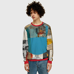 Свитшот мужской Абстрактный ретро коллаж, цвет: 3D-красный — фото 2