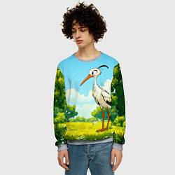 Свитшот мужской Аист в лесу, цвет: 3D-меланж — фото 2