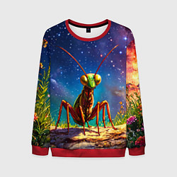 Свитшот мужской Богомол и звездное небо, цвет: 3D-красный