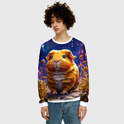 Свитшот мужской Морская свинка в космосе, цвет: 3D-белый — фото 2