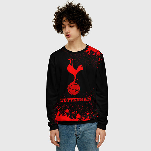 Мужской свитшот Tottenham - red gradient / 3D-Черный – фото 3