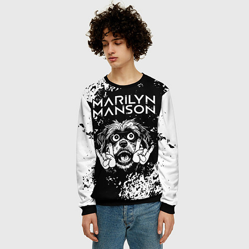 Мужской свитшот Marilyn Manson рок пес / 3D-Черный – фото 3