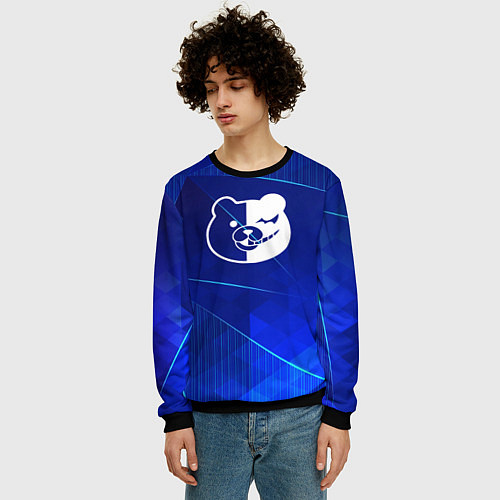 Мужской свитшот Danganronpa blue poly / 3D-Черный – фото 3
