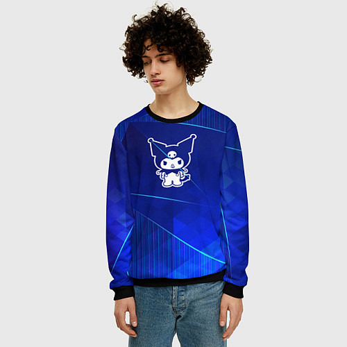 Мужской свитшот Kuromi blue poly / 3D-Черный – фото 3