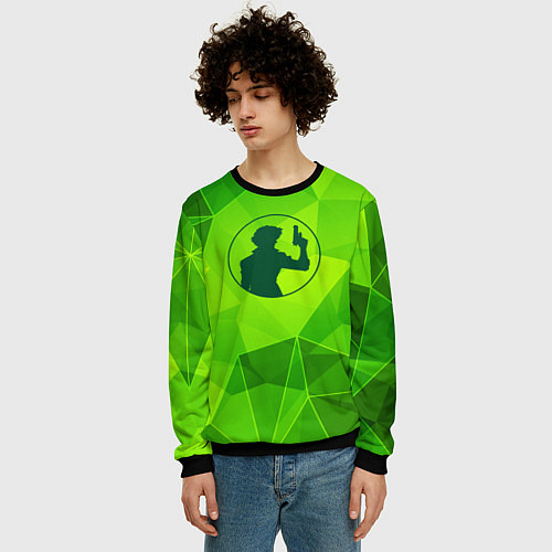 Мужской свитшот Cowboy Bebop green poly / 3D-Черный – фото 3