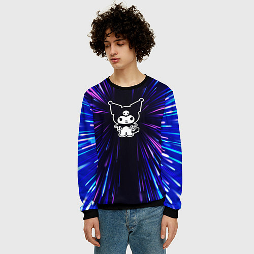 Мужской свитшот Kuromi neon energy / 3D-Черный – фото 3