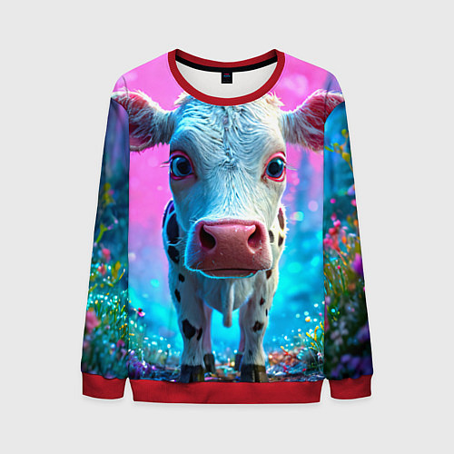 Мужской свитшот Коровка в сказочном лесу / 3D-Красный – фото 1