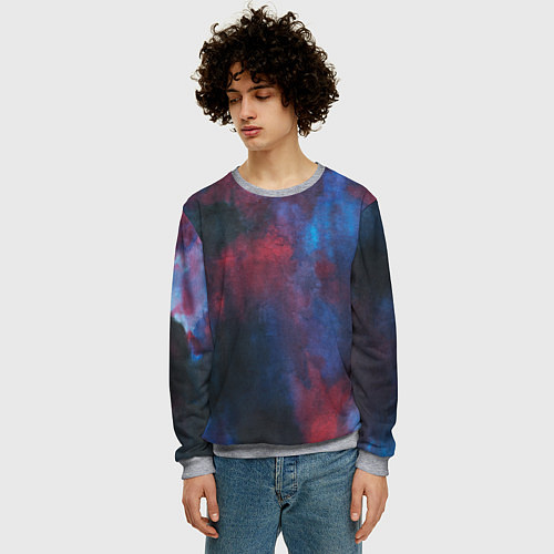 Мужской свитшот Тай-дай космос / 3D-Меланж – фото 3