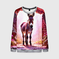 Свитшот мужской Осел в розовом свете, цвет: 3D-меланж