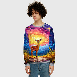 Свитшот мужской Олень и космическое небо, цвет: 3D-меланж — фото 2