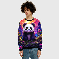 Свитшот мужской Панда и космическое небо, цвет: 3D-черный — фото 2