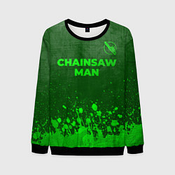 Свитшот мужской Chainsaw Man - green gradient посередине, цвет: 3D-черный